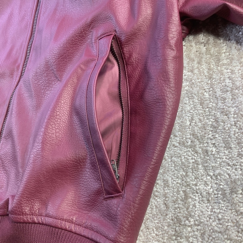 Adidas Pleather SST Track Top Jacket Burgundy Womens Size M NWOT - Picture 8 of 11